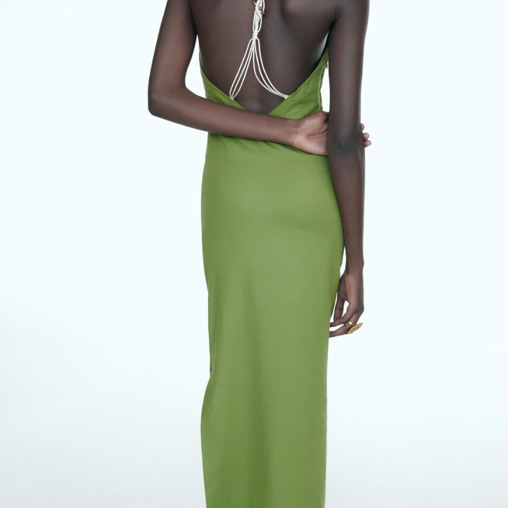 Zara limited edition macrame beaded backless maxi dress - Picture 3 of 12